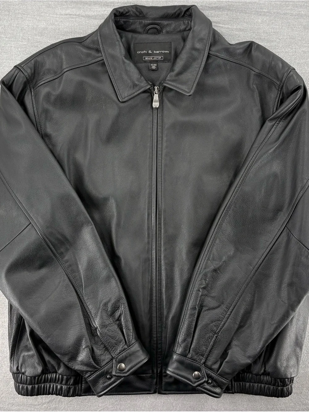 croft & barrow Black Leather Bomber Jacket
